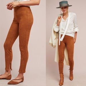 Anthroplogie Faux Suede Pull On Ankle Zip Leggings Honey Size 29